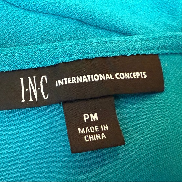 INC Elegant Teal Wrap Dress/size PM - Picture 4 of 10
